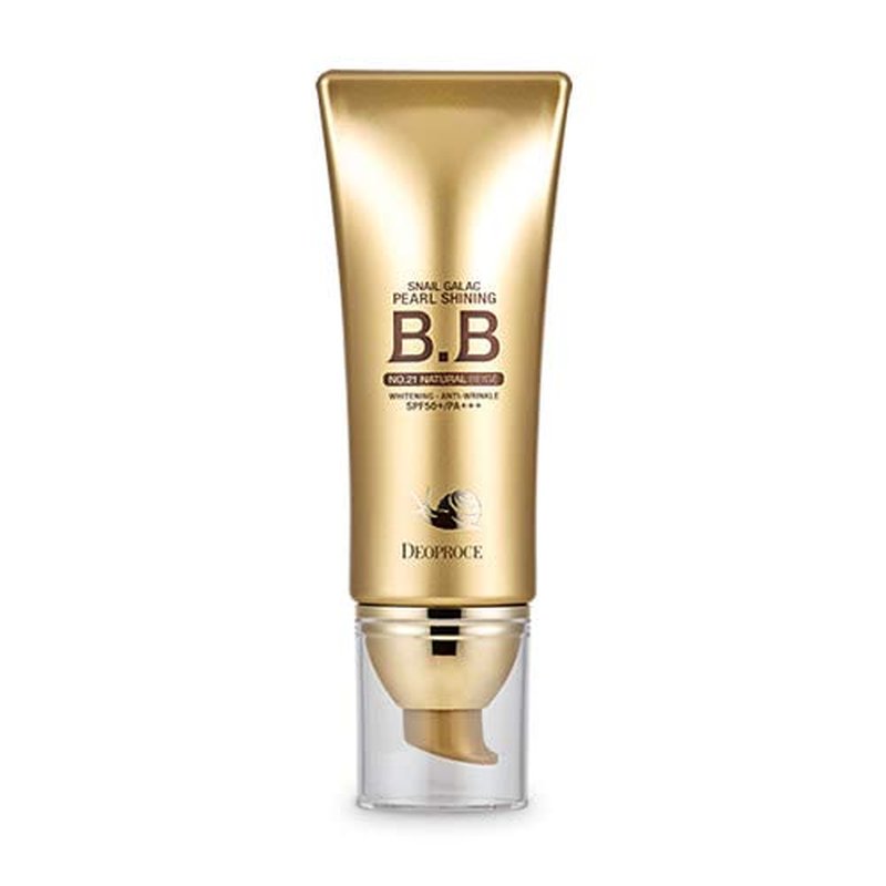 Deoproce Pearl Shining BB Cream - Snail Galac SPF50+ Face Moisturizer | Tone Correction & Blemish Coverage (#21 Natural Beige)