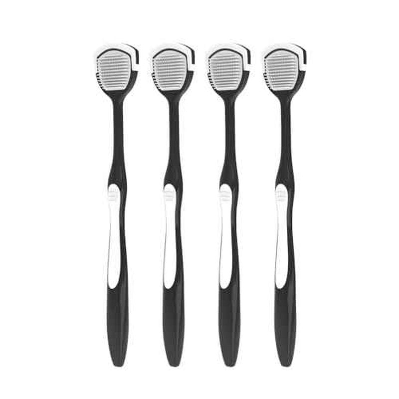 DR PERFECT Soft Tongue Brush Scraper Cleaner Helps Fight Bad Breath Clean Your Tongue Without Hurt Pack Of 4 (Black)