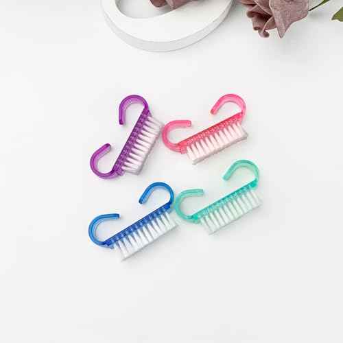 4 Pack Handle Grip Nail Brushes, Colorful Mini Fingernail Brush, Hand Scrub Cleaning Brushes for Nails and Toes, for Women Men