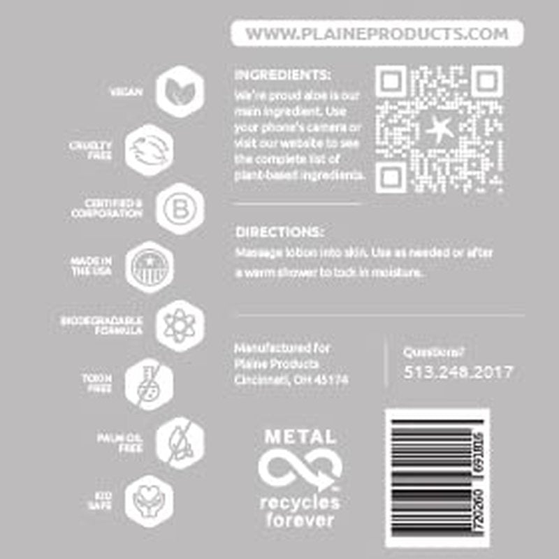 Eco-Friendly Lotion - Unscented, Sulfate & Paraben Free | 16oz Refillable Aluminum Bottle with Pump