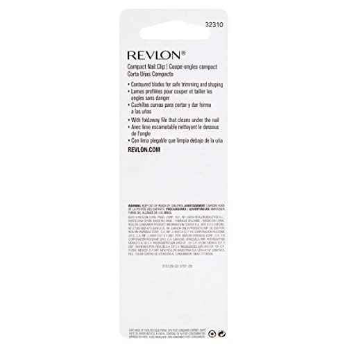 Revlon Compact Nail Clipper, Small Mini Design, Perfect for Travel, Use to Trim Fingernails and Toenails, Stainless Steel, 1 Count