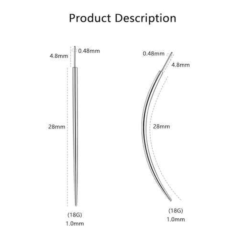 G23 Titanium Threadless Piercing Taper 16G/18G/20G Flat Back Earring Applicator Tool Insertion Pin for Push In Nose Lip Ear Tragus Helix Body Piercing Jewelry Stretcher Assistant Tool