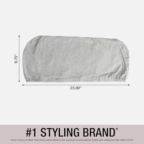 CONAIR Cotton Twist & Wrap Hair Towel, Fast Drying Ultra-Absorbent Hair Plop for All Types and Lengths, Turban-Style Cotton Towel Helps Maintain Natural Curl Style, Gray