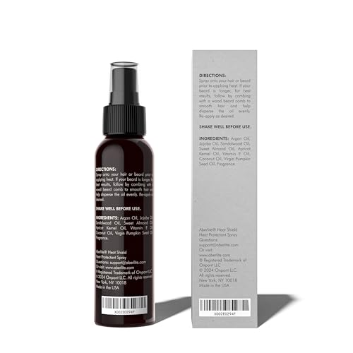Aberlite Heat Shield Heat Protectant Spray, 4oz - Argan Oil Scent, Moisturizes, Softens and Protects Hair from Heat Damage, Made with 100% Natural Ingredients, Ideal for Men and Women