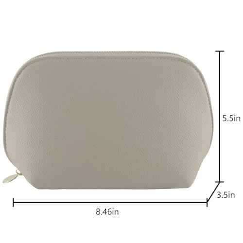 Small Travel Cosmetic Bag Portable Makeup Bag PU Leather Makeup Pouch for Women (PU leather, Misty gray)