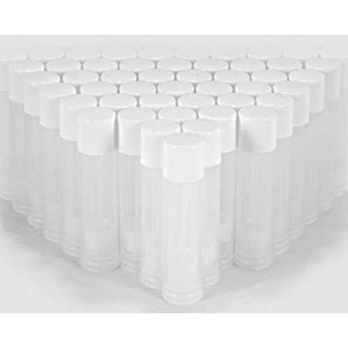 Vivaplex 50, Clear, Empty, 5.5 ml Lip Balm Tubes with White Caps