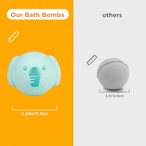 SHUCHING 14 Pcs Animal Bath Bombs with Surprise Inside, Natural and Organic Bubble Bath Fizzy Balls, Birthday Christmas Halloween Gifts Set