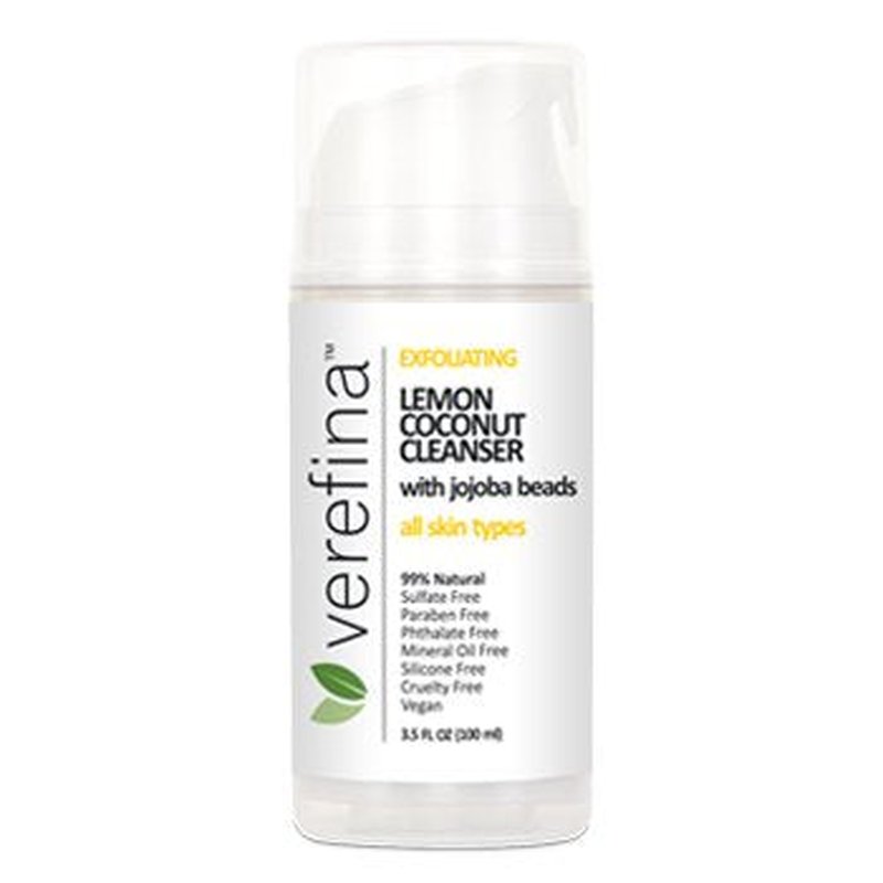 Lemon Coconut Creamy Facial Cleanser - 99% Natural with Jojoba Beads for Gentle Exfoliation | Brightening & Balancing for All Skin Types