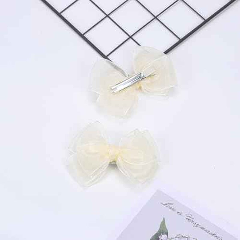 4.5-Inch Hair Bows Organza Alligator Clips Delicate Double Luster Sheer Mesh Hair Accessories for Girls, Toddler, Kids and Women Birthday Wedding Christmas Occasions- Set of 2