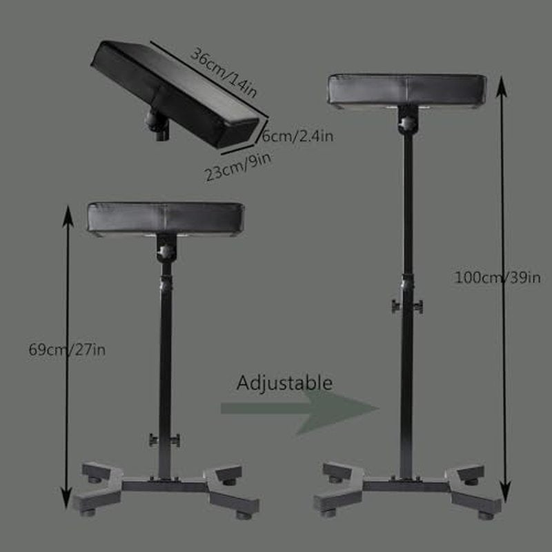 Tattoo Arm Rest, Tattoo Chair for client, Tattoo Armrest Stand, Four-corner base Stability Strongly, Adjustable Height, Thicken Soft Sponge Pad, Foldable Arm Rest