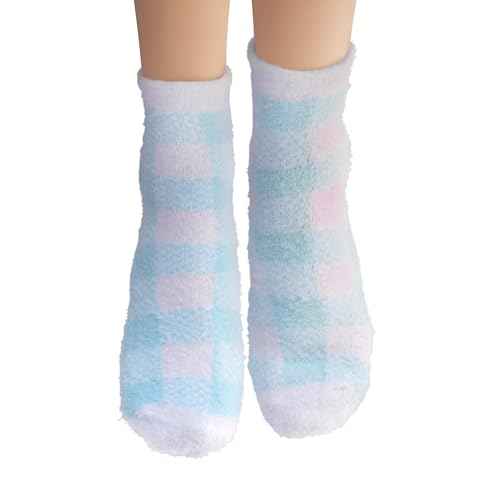 Earth Therapeutics Aloe Vera Socks ? Infused with Natural Aloe Vera & Vitamin E ? Helps Dry Feet, Cracked Heels, Calluses, Dead Skin - Use with Your Favorite Lotions - Blue Plaid