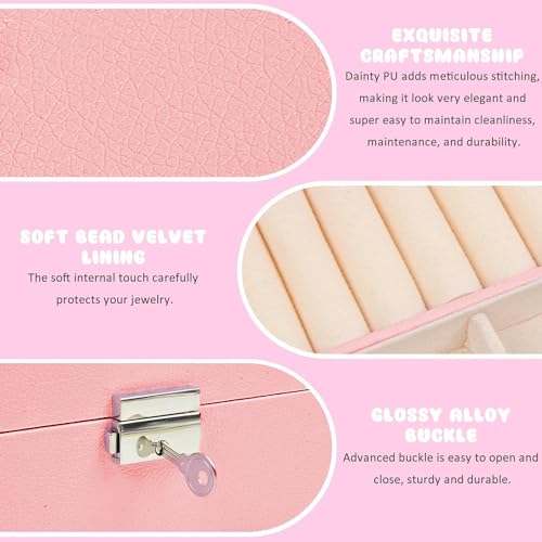 Jewelry Box with Hair Accessories for Girls, Hair Clips/Barrettes/Hair Ties/Bows/Toy Rings/Bracelets/Earrings/Hair Ropes/Hair Elastics, Gift Toys for Teen, Girls aged 4 5 6 7 8-12