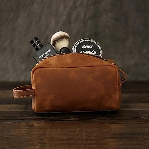 Travel Toiletry Bag for Men Leather Dopp Kit Bags Christmas Gift