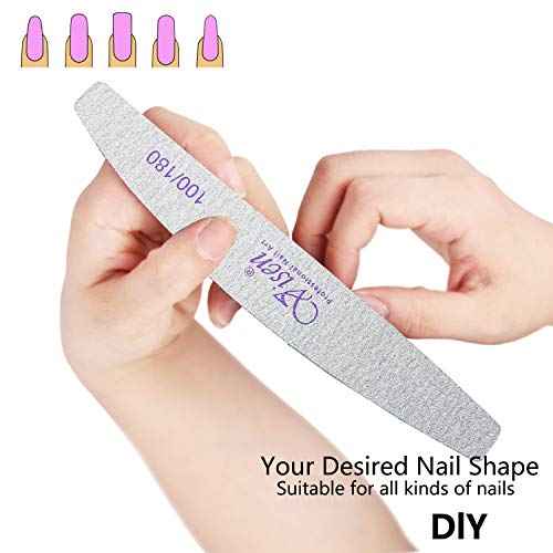25 Pcs 100/180 Grit Nail Files, Washable Double Sided, Professional Emery Boards for Acrylic, Gel, Natural Nails, Salon & Home Use