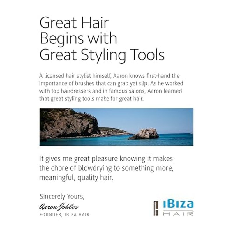 Ibiza Hair Boar Bristle Round Brush (G Series) | Hybrid Swirled Boar & Carbon Fiber Nylon Bristles with Cork Handle | Adds Shine & Texture for Medium to Long Styles
