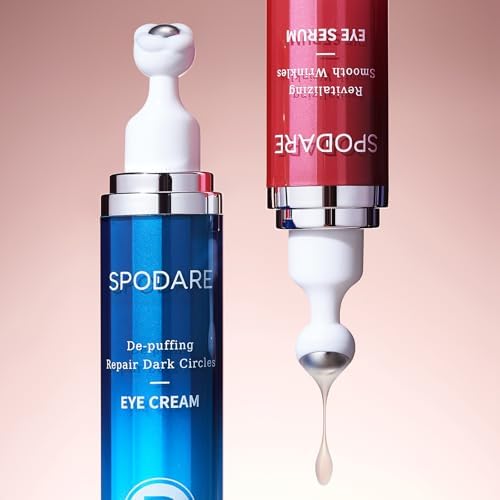 Eye Serum for Dark Circles - Caffeine, Retinol & Hyaluronic Acid | 360° Massage Ball, 0.5 fl oz