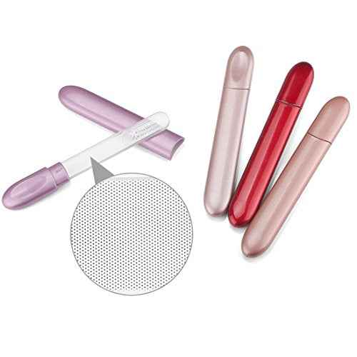 Nail File, Midenbo Glass Crystal Salon Nail Buffer with Case for Natural Nails Birthday Christmas Gift for Women and Man(Red)