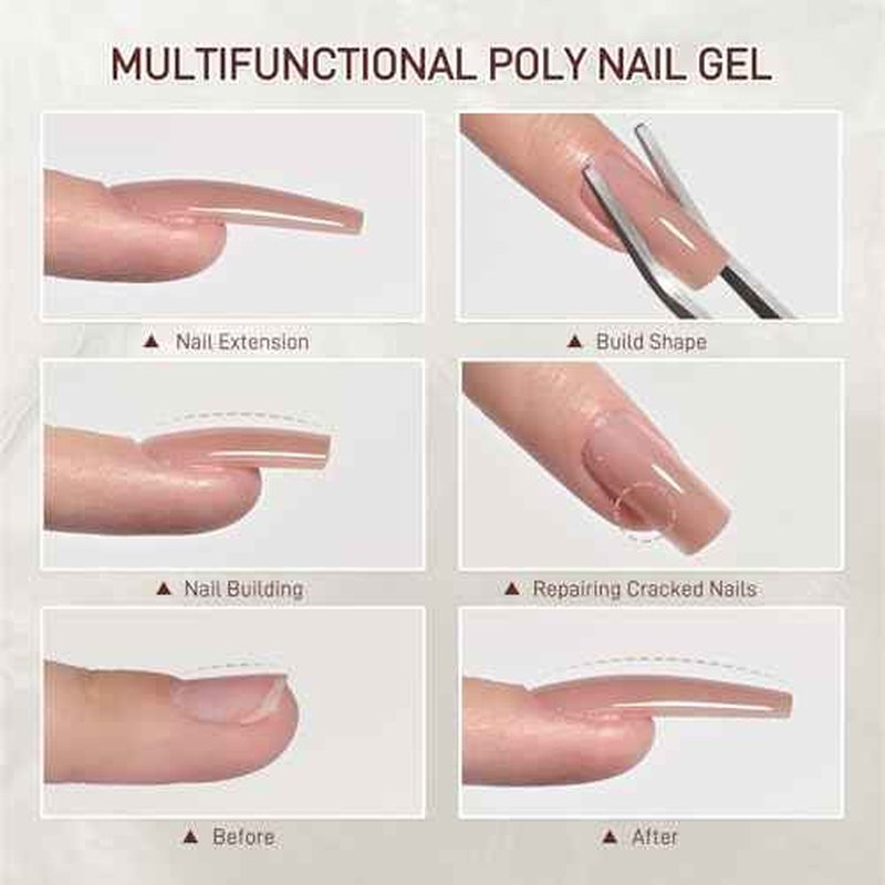 GAOY Crystal Poly Gel, 60g Nail Extension Enhancement Builder Gel, for Beginner & Professional Nail Art Salon DIY at Home, Nude 03