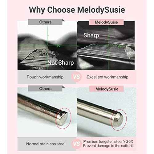 MelodySusie Ball Shape Cuticle Clean Nail Drill Bit 3/32'', Professional Safety Carbide Diamond Nail Bit Nail Cleaner for Cuticle Dead Skin Nail Prepare, Two Way Rotate, Manicure Nail Salon Supplies