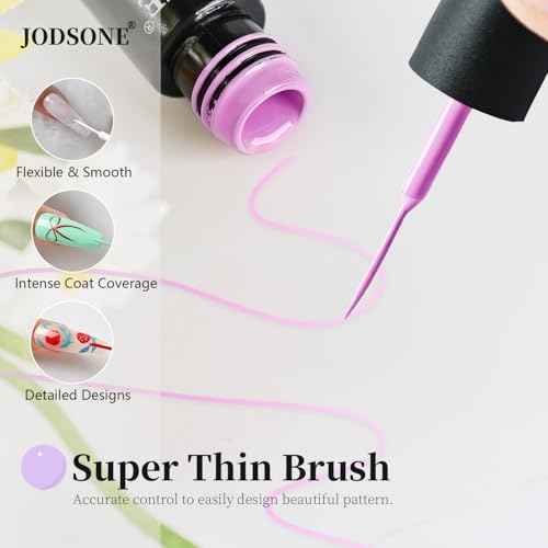 JODSONE Gel Polish Nail Art Gel Liner Set 20 Colors Red Pink Blue Purple with Thin Brush Need U V Lamp Cured Gift for Girls at Home Salon Design
