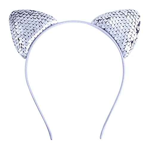 18 Pieces Cat Ear Headbands, Sequin Headwear Hair Band Party Decoration Cosplay for Girls Women