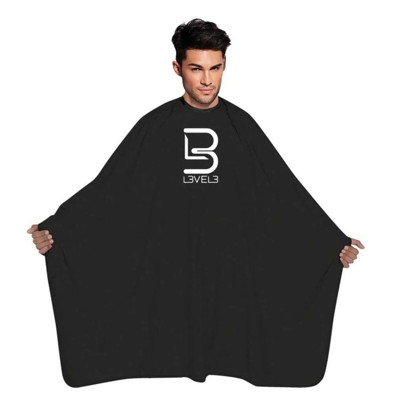 L3 - Level 3 Black Cape - Universal Size - Comfortable with Adjustable Neck Closure - for Barbers and Hair Stylist (3 Pack)
