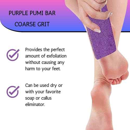 Mr. Pumice Purple PUMI Bar - Extra-Coarse, Pumice Stone for Feet Callus Remover, Pedicure Tools for Feet, Foot Scrubber for Dead Skin Remover, Foot Care, 4 Pack