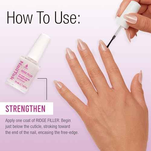 Nail Tek Ridge Filler Formula 4 ? Clear Ridge Filler for Nails, Base Coat, Nail Strengthener Polish for Weak & Damaged Nails, 0.5 fl oz