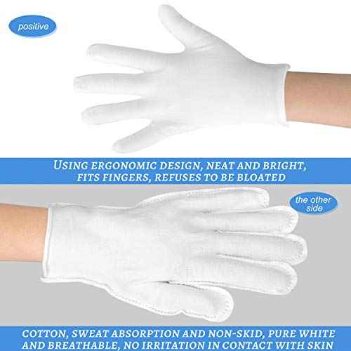 30 Pcs White Cotton Gloves for Dry Hands Moisturizing Eczema Overnight, Men and Women Stretchable Cloth White Gloves for Coin Jewelry Silver Inspection Halloween