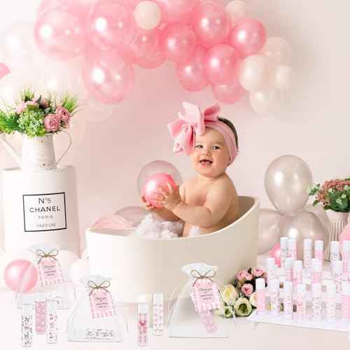 50 Pack Pink Bow Baby Shower Favors Bulk Lip Balm Girls Favors Gifts for Bachelorette Girls Pink Bow Moisturizing Lip Care Pretty lipstick Birthday Thanksgiving Christmas Party Supplies (pink bow)