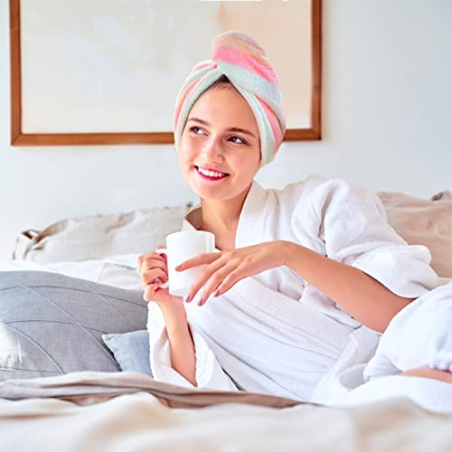 AuroTrends Microfiber Hair Towel 2Pack, Hair Towel Wrap for Women/Kids- Super Absorbent Soft Microfiber Towel for Hair, Hair Drying Towels for Long/Thick/Fine/Curly Hair (Set of 2, Rainbow)