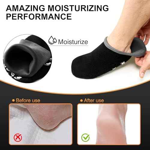 MoyRetty 2 Pairs Moisturizing Silicone Socks for Men - Large Size, Black, Ultimate Aloe-Infused Gel for Home Use - Say Goodbye to Dry Cracked Feet