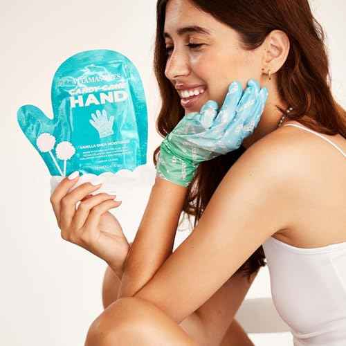 Vitamasques Candy Cane Moisturizing Hand Mask 3 Pack - Korean Skin Care Hand Mask with Shea Butter & Aloe Vera for Soft Skin