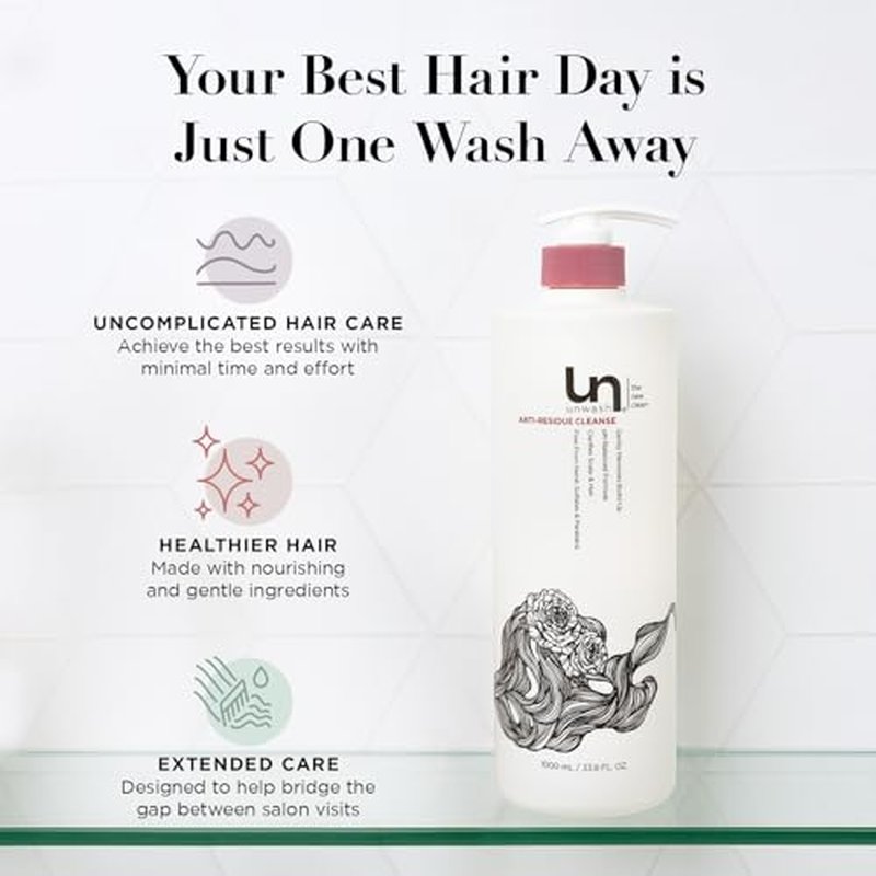 unwash Anti-Residue Cleanse - Gentle, Ph-Balanced Clarifying Shampoo for Build-Up, Dirt and Oil, Safe for All Hair Types, 33.8 fl oz