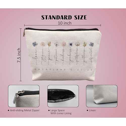 Bible Verse Christian Makeup Bag - Scripture Galatians 5:22-23 Love Joy Peace Positive Kindness Cosmetic Bag - Christian Gifts for Women