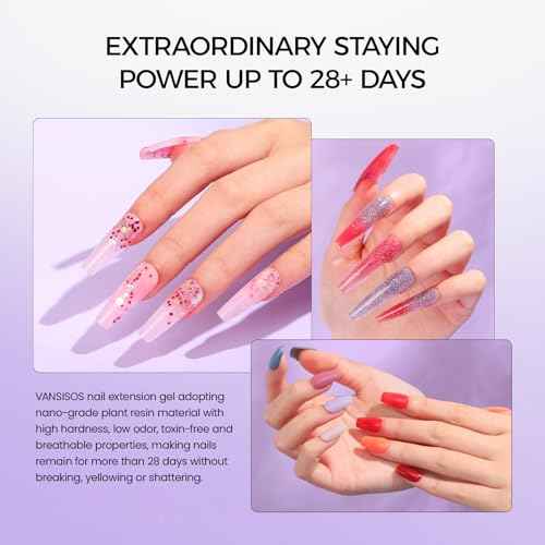 Poly Gel Nail Kit: 6 Clear Colors Poly Extension Gel Nail Starter Kits with Nail Lamp Complete Poly Gel Nail Kit Supplies for Beginners with Everything