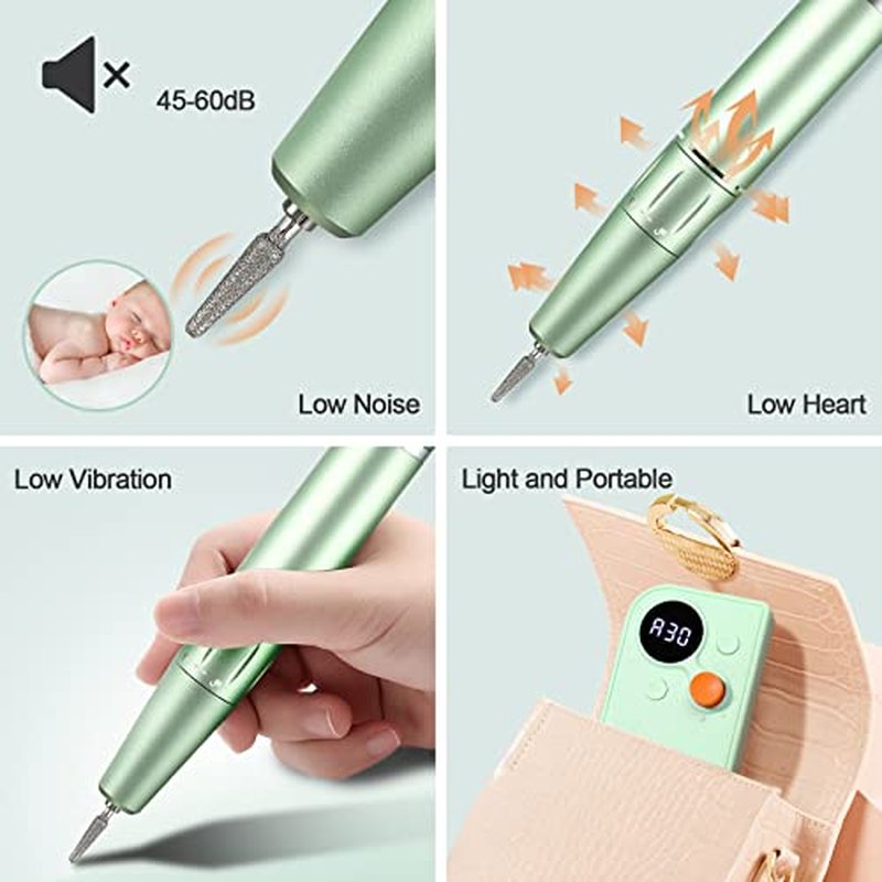 Professional Portable Nail Drill Kit Rechargeable Nail Machine Electric Cordless E-File Nail Drill Set with 7 Nail Bits, Manicure Pedicure Tool