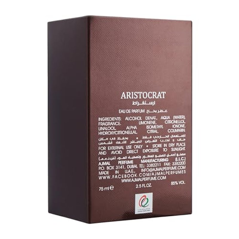 Ajmal Aristocrat Eau de Parfum for Men ? 2.5 fl oz / 75 ml | Long-Lasting Woody Ambery Fragrance with Citrus & Musk | Luxury Perfume Crafted in Dubai