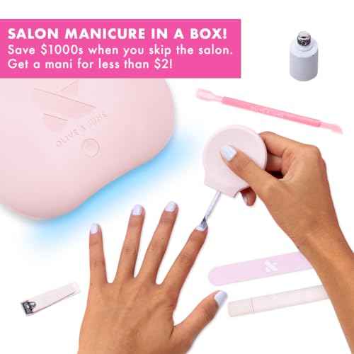 Olive & June Gel Mani System Set | Includes Nail Tools, Peel-Off & Gel Base Coats, Top Coat, LED Lamp, Cuticle Serum & The Poppy | Easy At-Home Mani Kit | 15-Free, Vegan, Cruelty-Free
