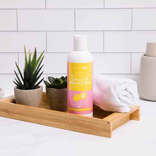 Cacee 8oz Foot Callus Remover with Tea Tree Oil, Lemon Scent for Foot Spa, Pedicure Soak, Foot Care, Athletes Foot Treatment, Cuticle and Callus Remover for Feet