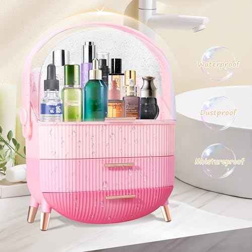 Teen Girls Gift Makeup Organizer,Skincare Organizer Jewelry Storage,Cosmetics Storage and Display Case,Make Up Holders and Organizers for Countertop,Bathroom Organizer (Triple Pink)