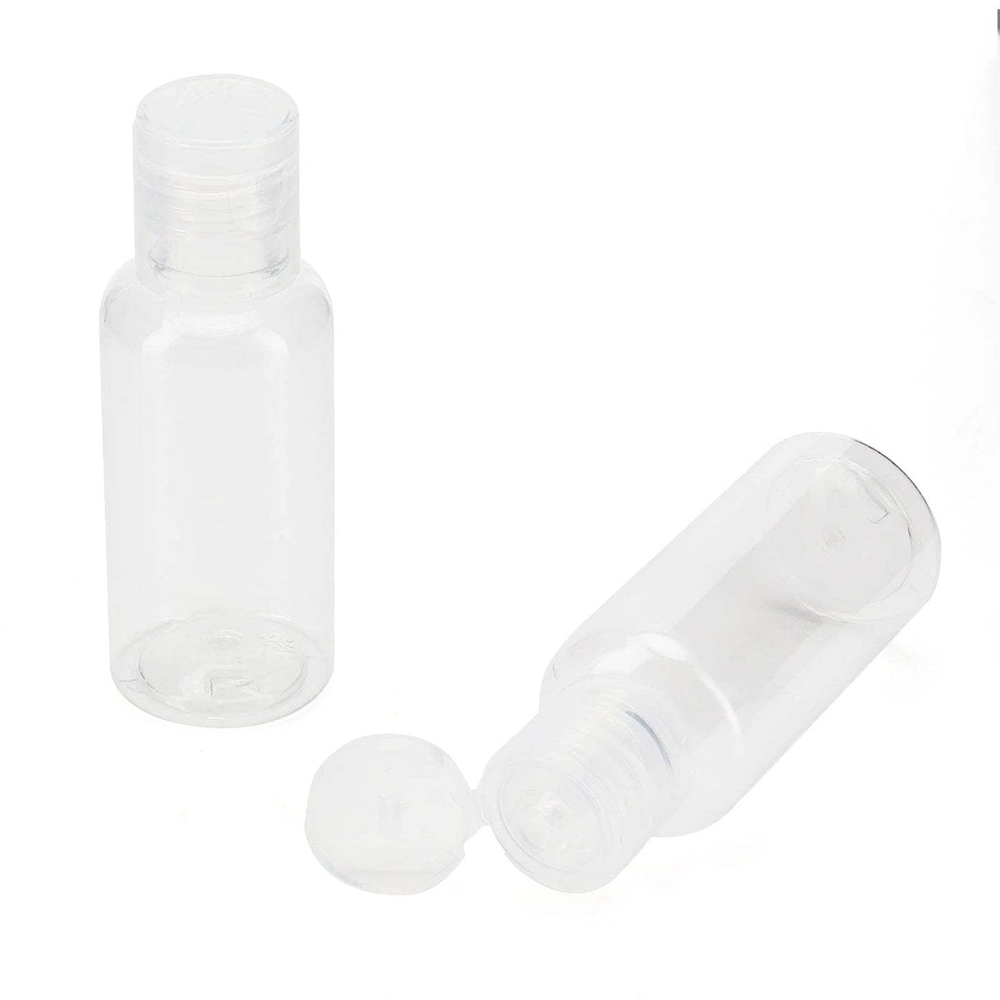 KEILEOHO 80 Pack 1oz/30ml Clear Plastic Flip Cap Bottles, Travel Bottles with Flip Cap, Empty Dispenser Container for Travel Size, Refillable Containers Bottles for Shampoo, Lotion, Cream, Toner
