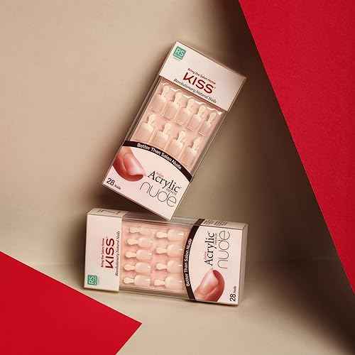 KISS Salon Acrylic Nude French Tip Press On Nails Short, ¡®Breathtaking¡¯, Beige, Squoval, Includes 28 Fake Nails, Nail Glue 2g, 1 Manicure Stick, 1 Mini File