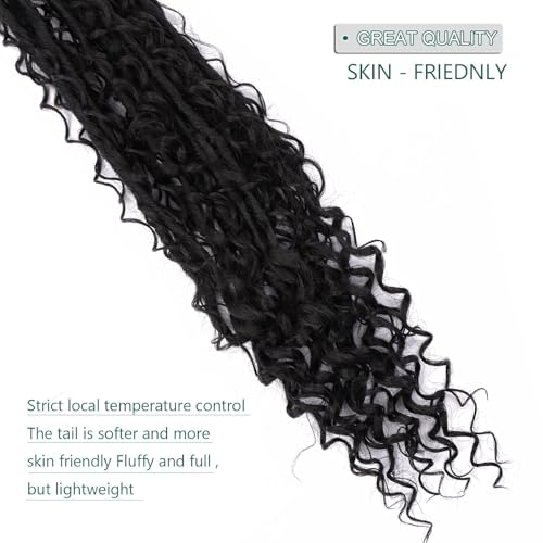 Goddess Locs Crochet Hair Pre-looped 24 Inch New Boho Faux Locs Crochet Hair with Curly Ends 8 Packs Bohemian River Locs Crochet Hair for Black Women 1B (1b, 24 Inch (Pack of 8))