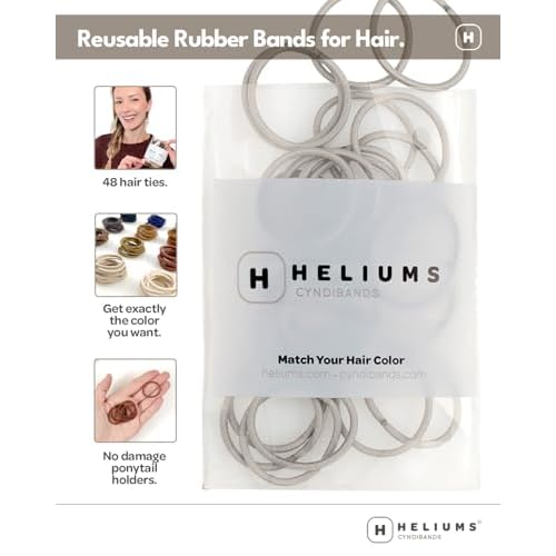 Heliums Small Hair Ties - Black - No Damage Mini 1 Inch Reusable 2mm Elastics for Thin Hair and Kids, Neutral Ponytail Holders - 48 Count