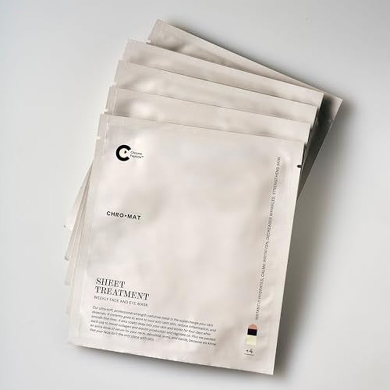 CHROMAT Sheet Treatment ? 4 Pack Sheet Mask ? Face & Eye Mask with Chroma Peptide, Fucoreverse, Tens¡¯Up & Lyocell - Hydrating & Smoothing