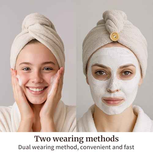 3 Pack Plush Yarn Hair Towel Wrap for Women, Super Absorbent & Quick Drying Turban, Anti Frizz Head Towel for Long, Thick, Curly Hair with Secure Button