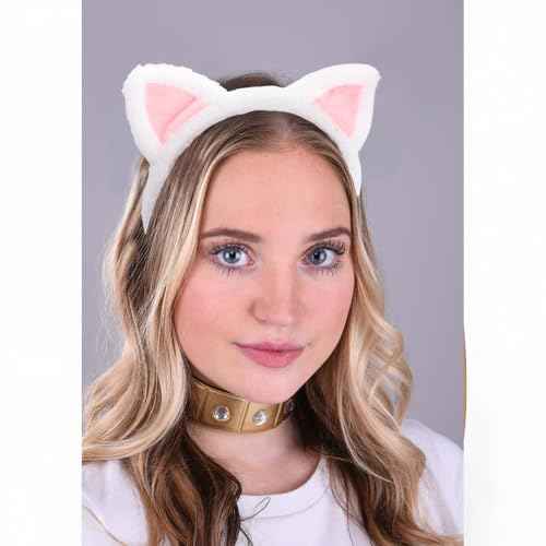 White Cat Ears Headband Fuzzy Ears Headband for Halloween Cosplay Costume Cute Cat Ear Headbands for Makeup Spa Party Christmas Gifts Animal headband