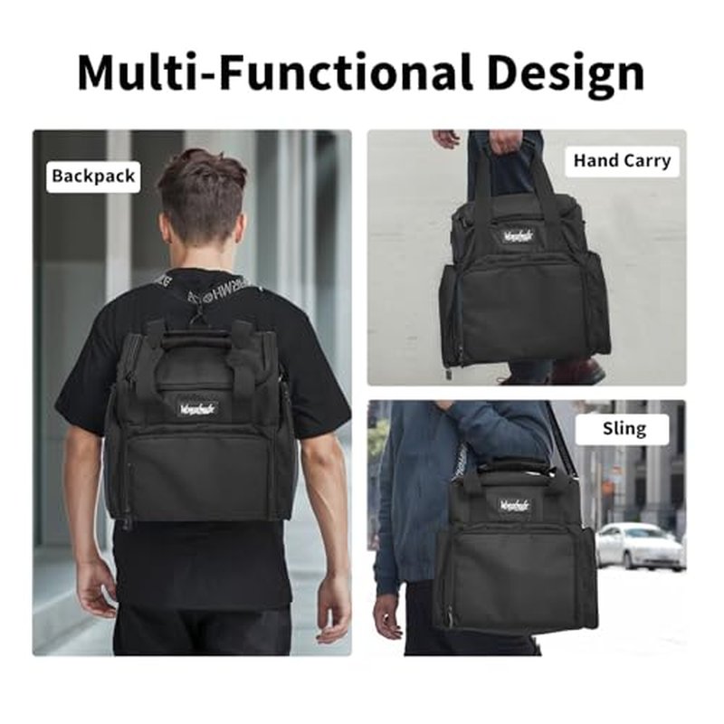 Wormhole Tattoo Case Tattoo Backpack with 3 Inner Removable Pouches 2 Layers Travel Bag for Tattoo Stencil Printer Tattoo Supplies Black 14.6" L x 9.5" W x 14.2" H