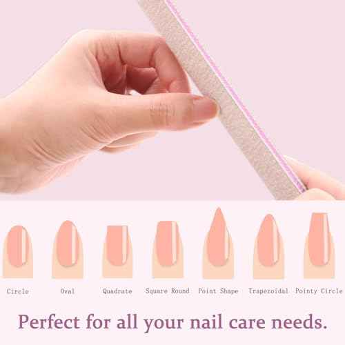 Nail File 12 PCS Professional Reusable 100/180 Grit Double Sides Washable Nail File Manicure Tools for Poly Nail Extension Gel and Acrylic Nails Tools Suit for Home Salon